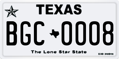 TX license plate BGC0008