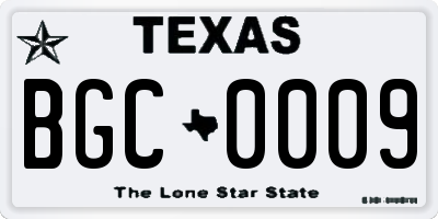 TX license plate BGC0009
