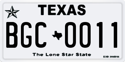 TX license plate BGC0011