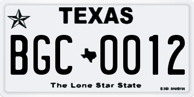 TX license plate BGC0012
