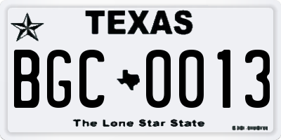 TX license plate BGC0013