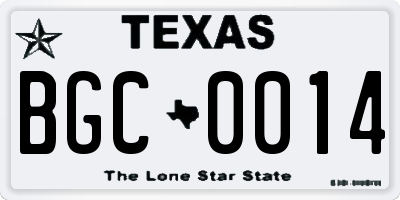 TX license plate BGC0014