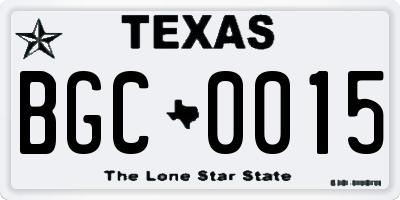TX license plate BGC0015