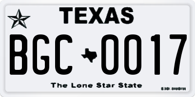 TX license plate BGC0017