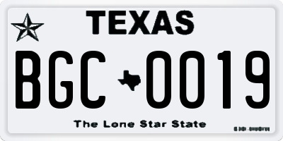 TX license plate BGC0019