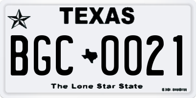 TX license plate BGC0021