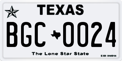 TX license plate BGC0024