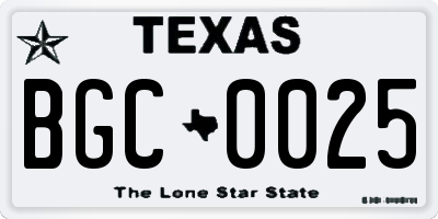 TX license plate BGC0025