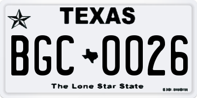 TX license plate BGC0026