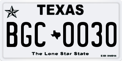 TX license plate BGC0030