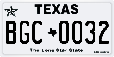 TX license plate BGC0032