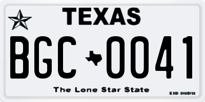 TX license plate BGC0041