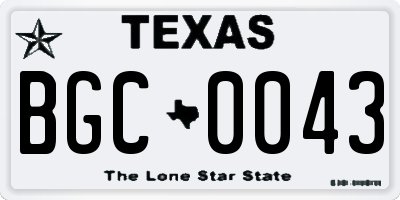 TX license plate BGC0043