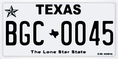 TX license plate BGC0045