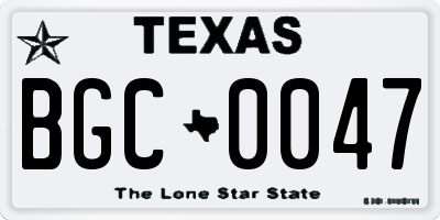 TX license plate BGC0047