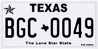 TX license plate BGC0049