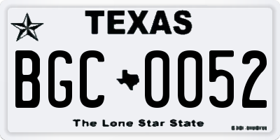 TX license plate BGC0052