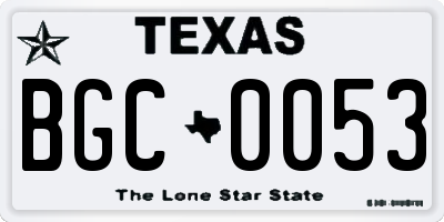 TX license plate BGC0053