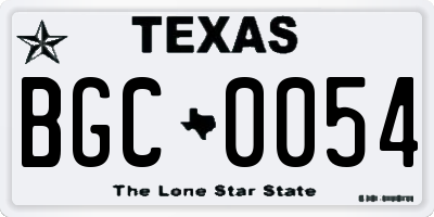 TX license plate BGC0054