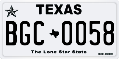 TX license plate BGC0058