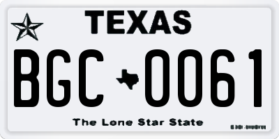 TX license plate BGC0061