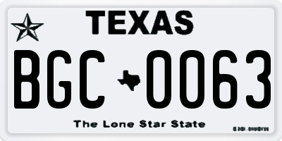 TX license plate BGC0063