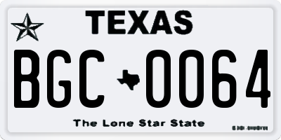 TX license plate BGC0064