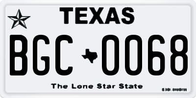 TX license plate BGC0068
