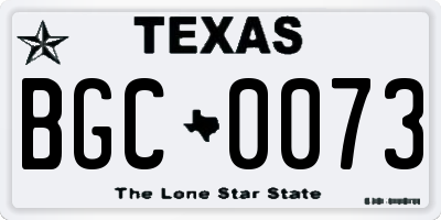 TX license plate BGC0073