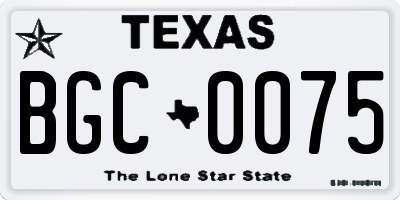 TX license plate BGC0075