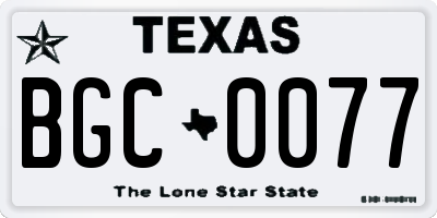 TX license plate BGC0077