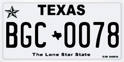 TX license plate BGC0078
