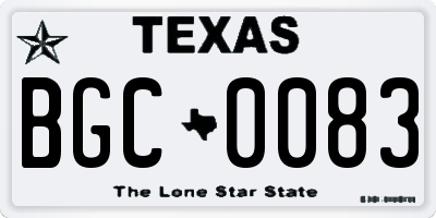 TX license plate BGC0083