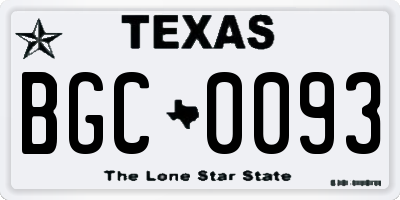 TX license plate BGC0093