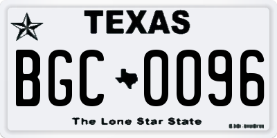 TX license plate BGC0096