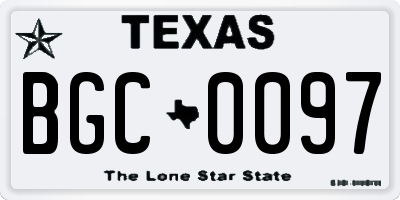 TX license plate BGC0097