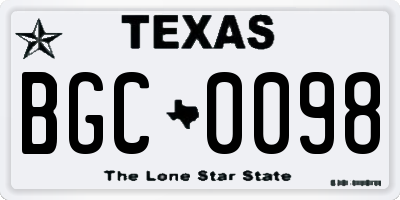 TX license plate BGC0098