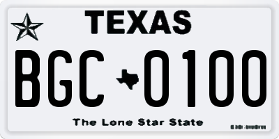 TX license plate BGC0100