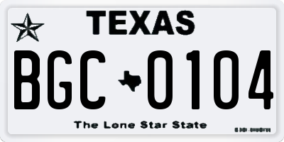 TX license plate BGC0104