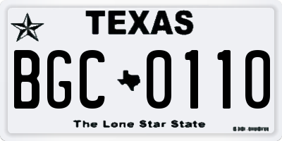 TX license plate BGC0110