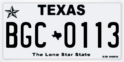 TX license plate BGC0113