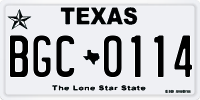 TX license plate BGC0114