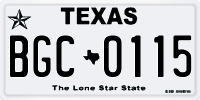 TX license plate BGC0115