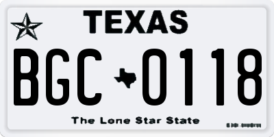TX license plate BGC0118