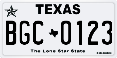 TX license plate BGC0123