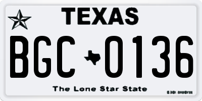 TX license plate BGC0136