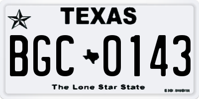 TX license plate BGC0143