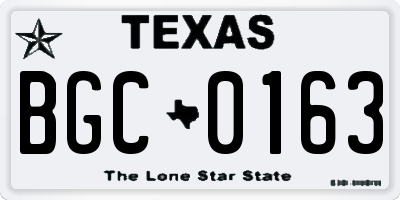 TX license plate BGC0163