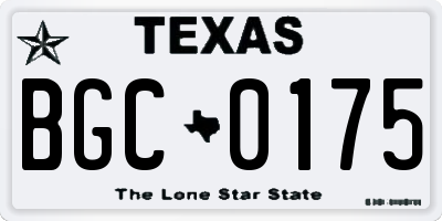 TX license plate BGC0175
