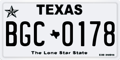 TX license plate BGC0178